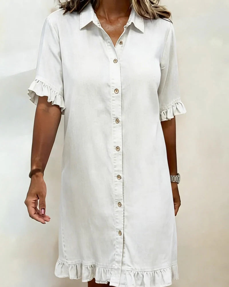 Louise | Robe en Denim Confortable avec Fronces Flatteuses