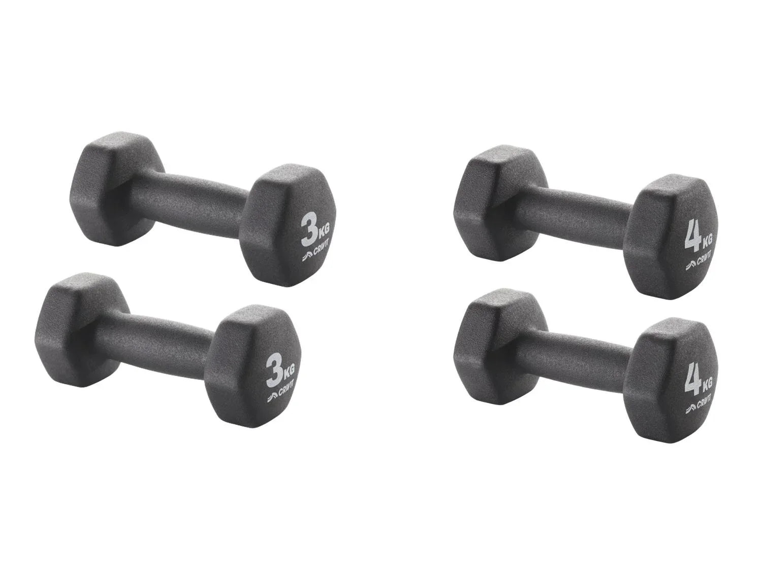 CRIVIT Lot d'haltres, 2x 3 kg ou 2x 4 kg