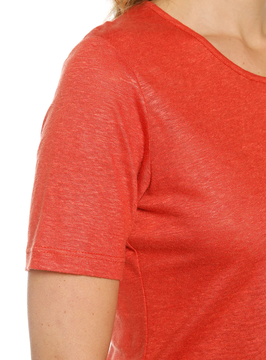 Tee-shirt femme en lin orange epice