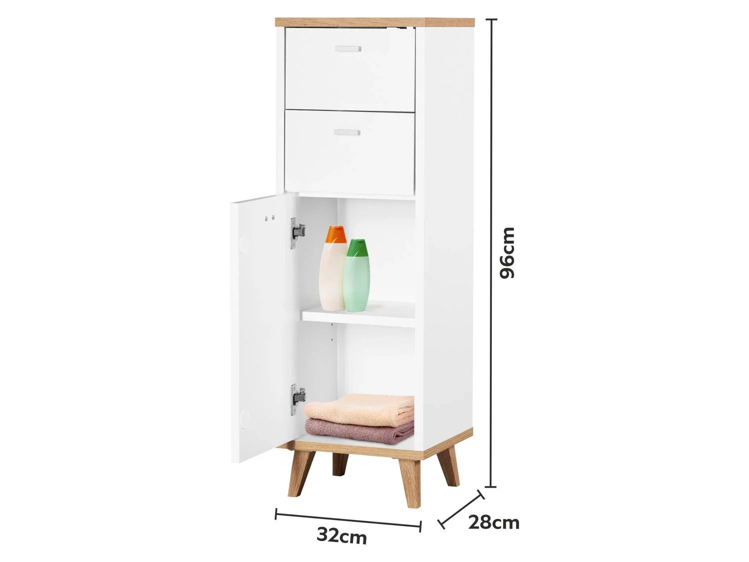 LIVARNO Meuble pour salle de bains Corfu, 32 x 96 x 28 cm, blanc/imitation chne