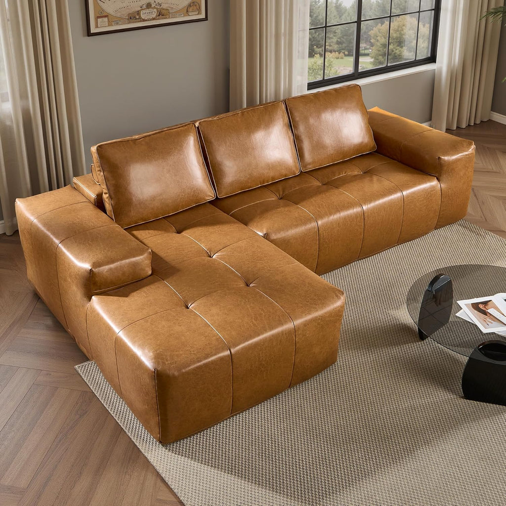 ovios 104 Cloud Sectional Couch with L-Shape Chaise,Modern Modular Sofa with Deep Seat, Upholstered Couches for Living Room Bedroom,No Assembly Required, Grey (Plush Corduroy Fabric)