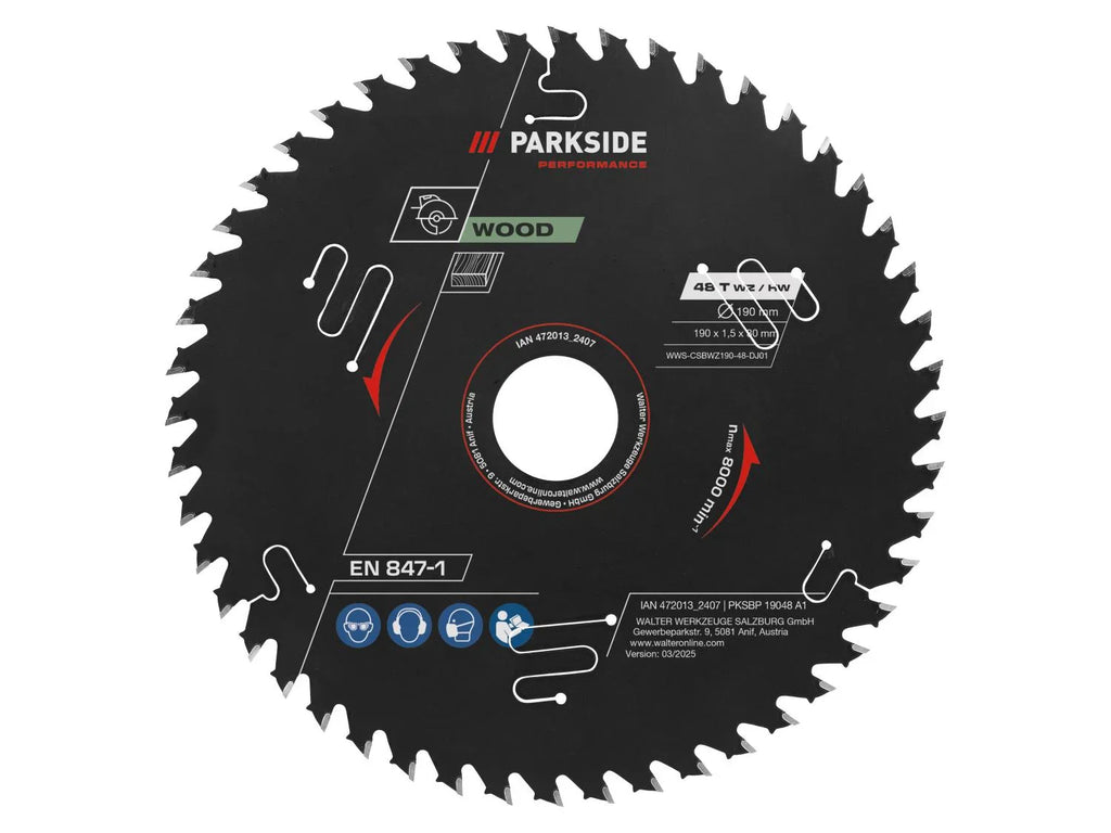 PARKSIDE PERFORMANCE Lame de scie circulaire, 190 mm, 24 dents, 48 dents, 60 dents