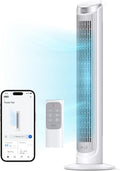 DREO Smart Tower Fan for Bedroom, 90° Oscillating 40 Standing Fan, 26ft/s High-Speed 5 Speeds 4 Modes, Quiet Room Floor Fans, Touch/Remote/APP & Voice Control, Work with Alexa, 12H Timer, Silver