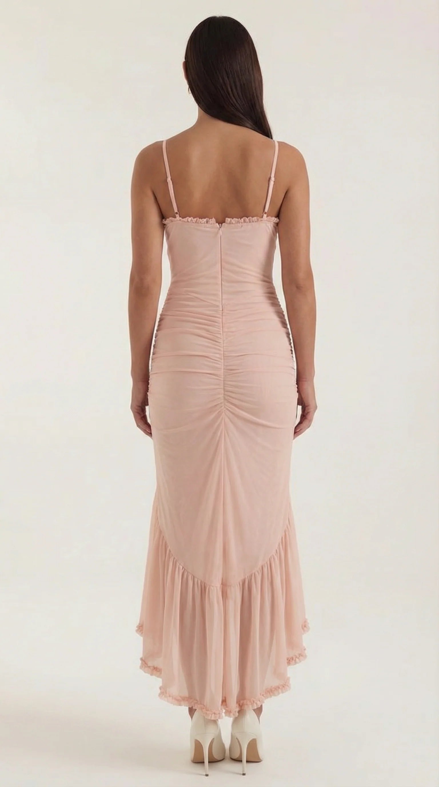 Robe maxi asymétrique à volants pour femmes