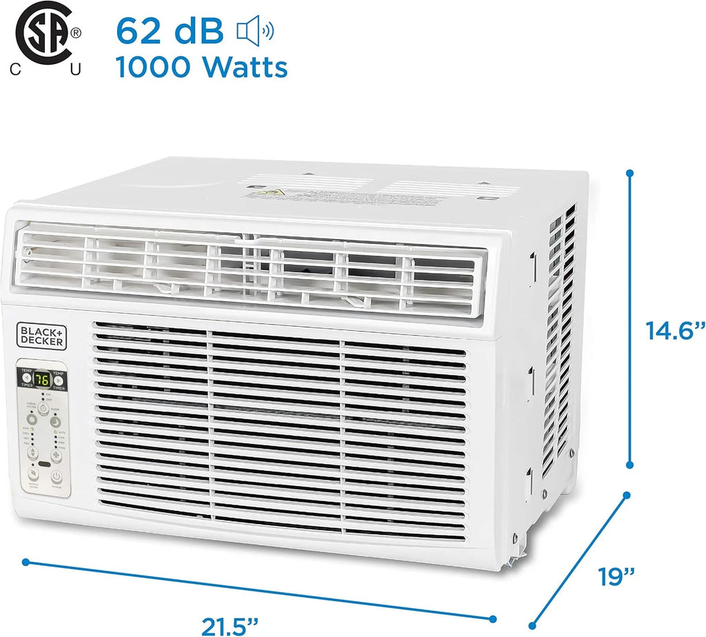 BLACK+DECKER Window Air Conditioner 5000 BTU, Cools Up to 150 Square Feet, AC Unit with Mechanical Controls, Manual Fan Only and Cool Settings, BD05MWT6, White