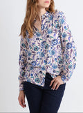 Chemise chaude femme viscose floral bleu