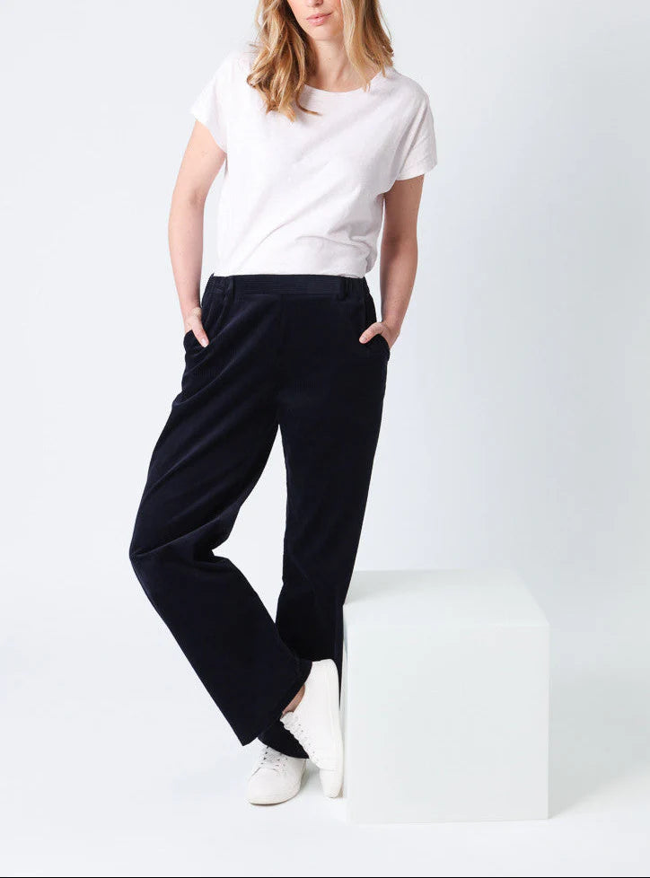 Pantalon large femme bleu marine