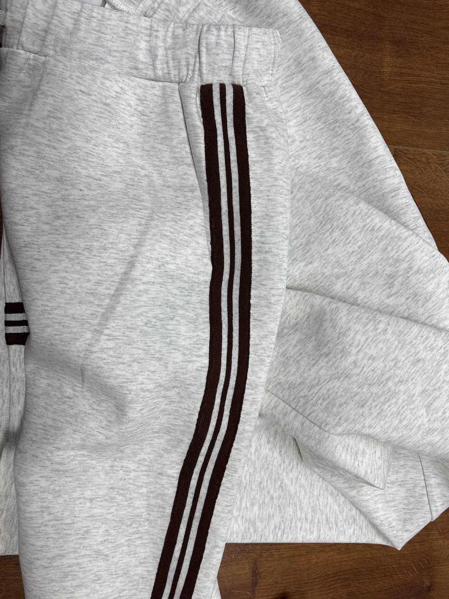 Ensemble sweat à demi-fermeture éclair et pantalon à jambes larges