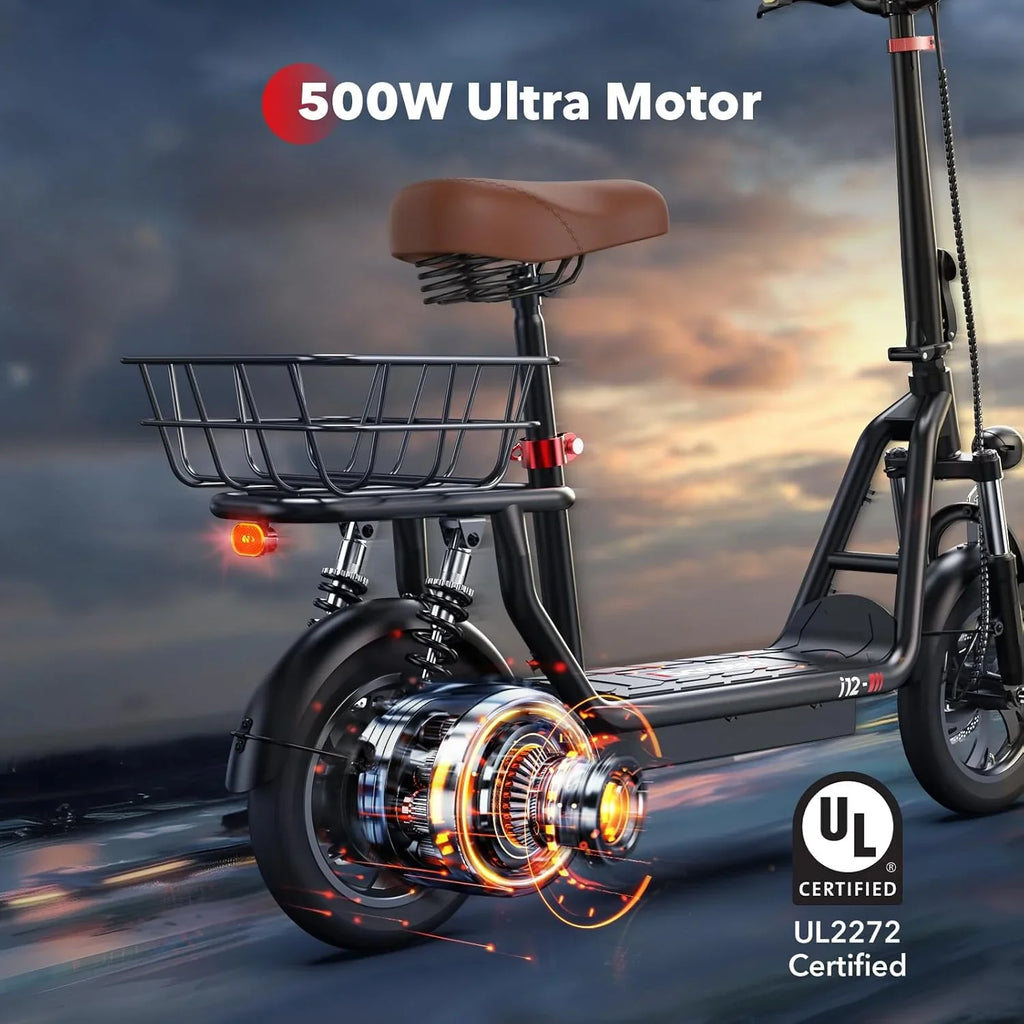 iScooter electric scooter with seat 28/19/15.6 mph top speed dual suspension scooter