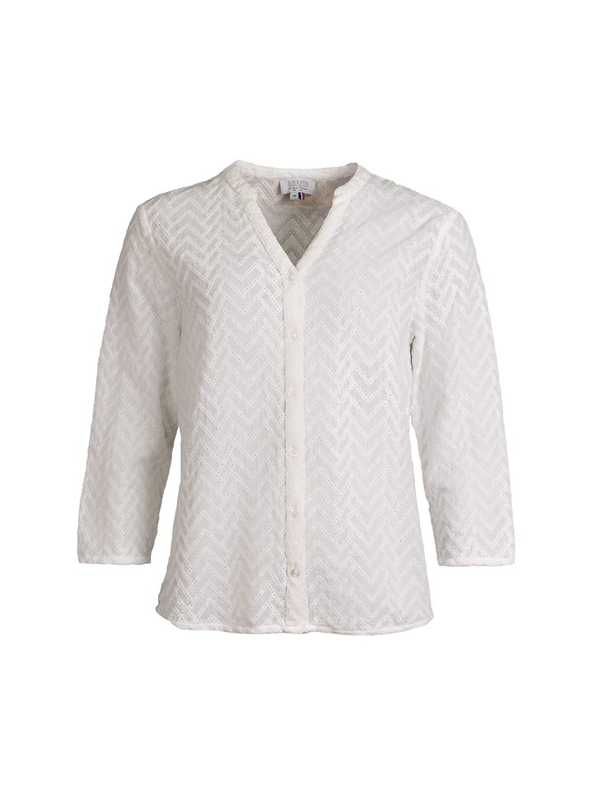 Chemisier femme en coton blanc naturel