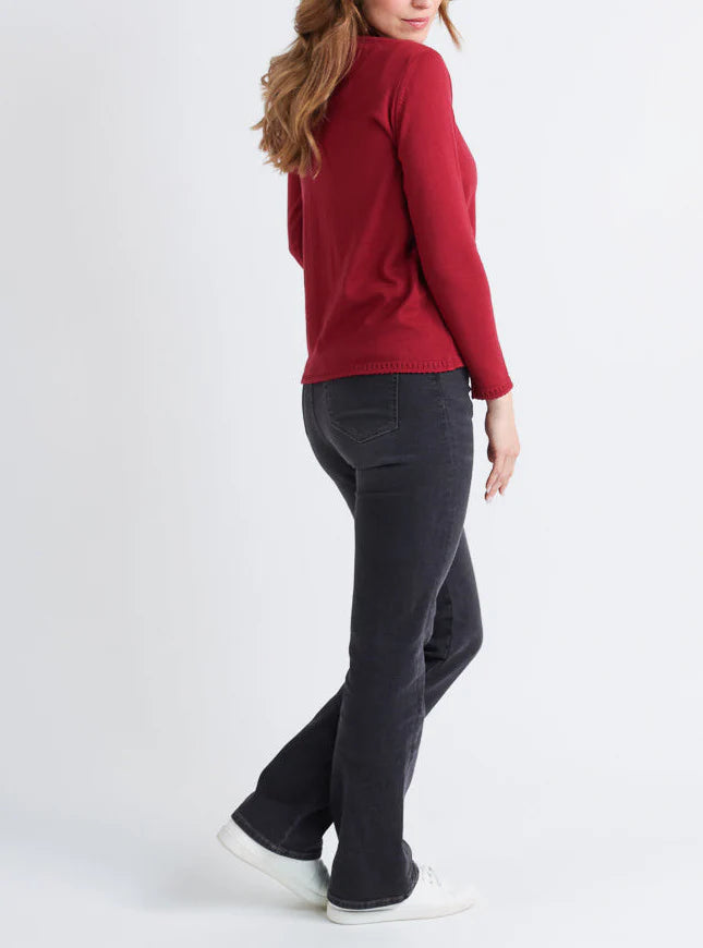 Pull femme torsadé en laine rose pourpre