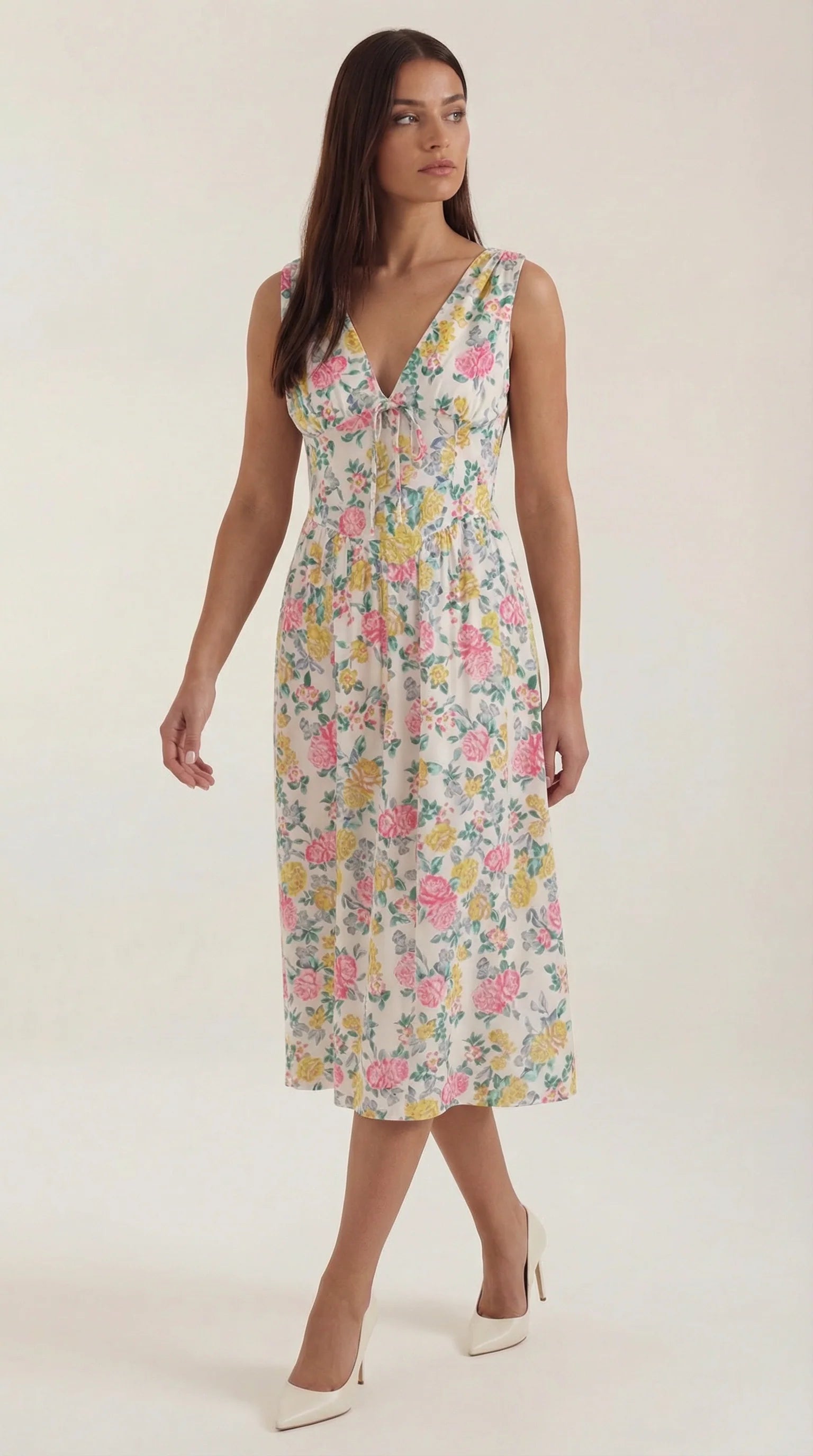 Robe mi-longue d'été corset pour femme