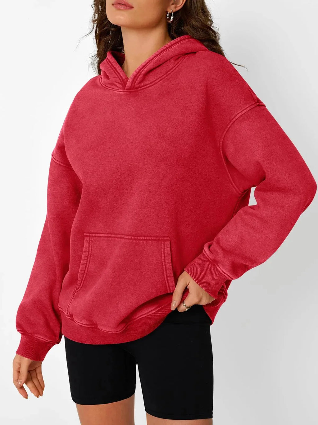 Sweat à capuche oversize effet délavé acide