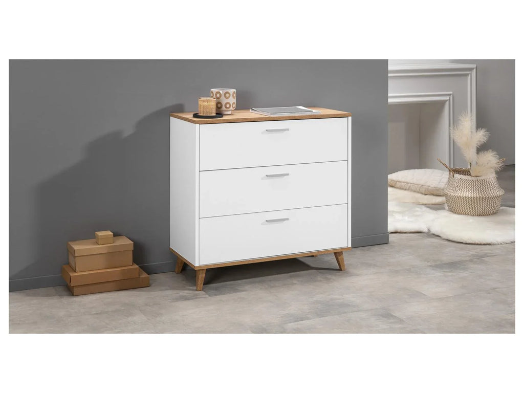 LIVARNO home Commode Corfou, 80 x 75 x 33 cm, blanche/imitation chne