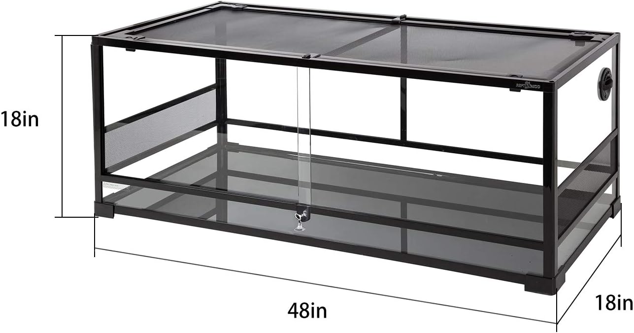 REPTI ZOO 67 Gallon Reptile Terrarium, Sliding Glass Doors, 48x18x18