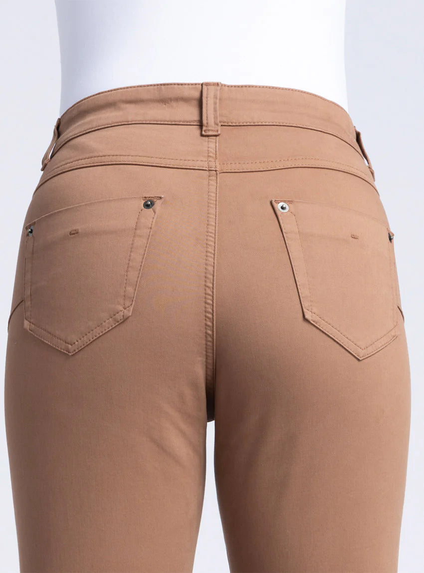 Pantalon femme en coton beige noisette