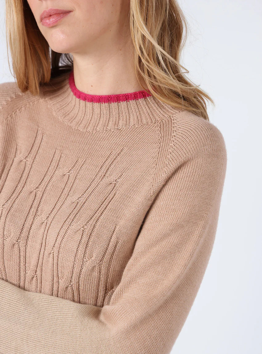 Pull femme en laine mérinos beige chaud
