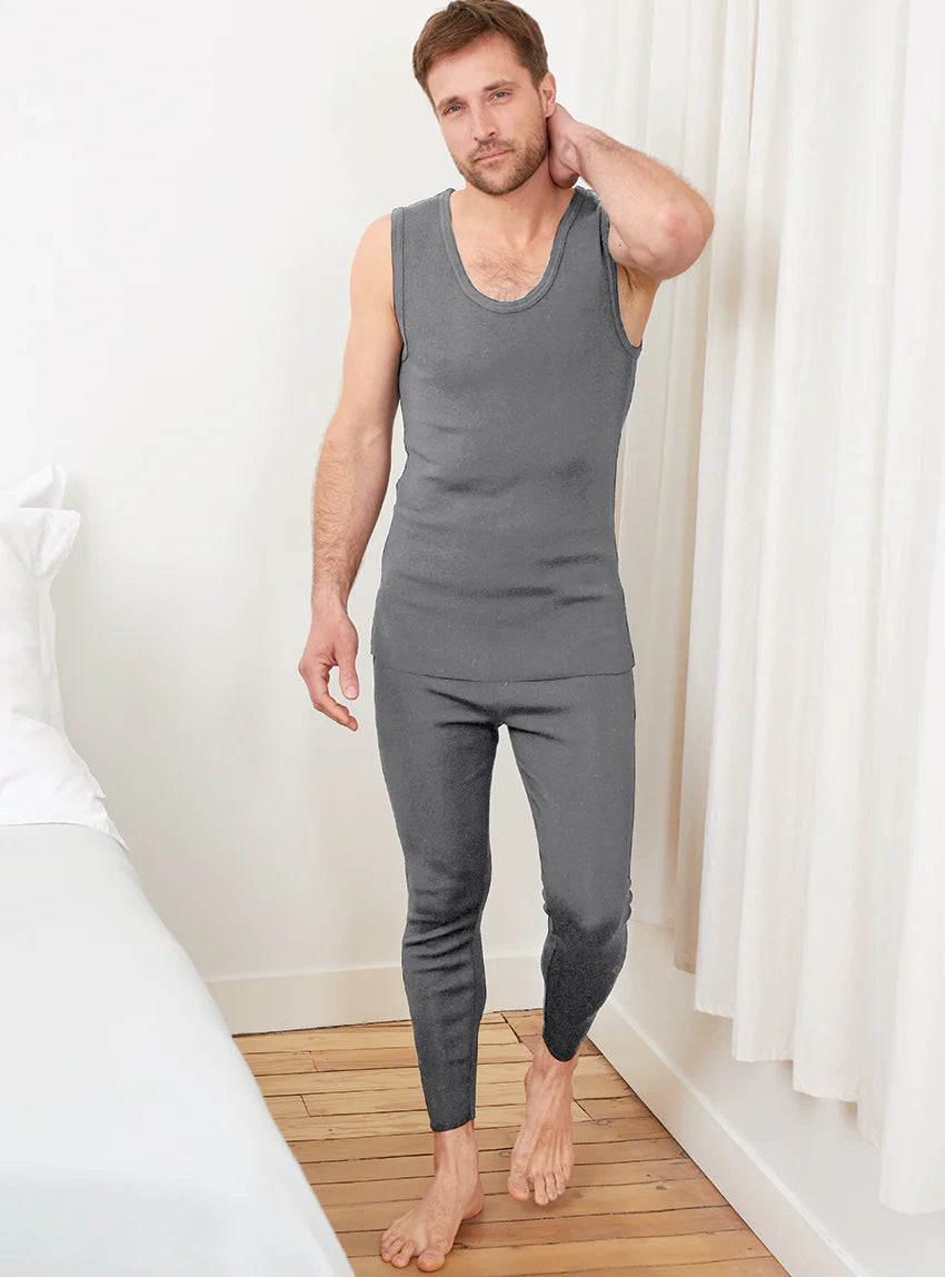 Débardeur thermique homme fin laine gris léger