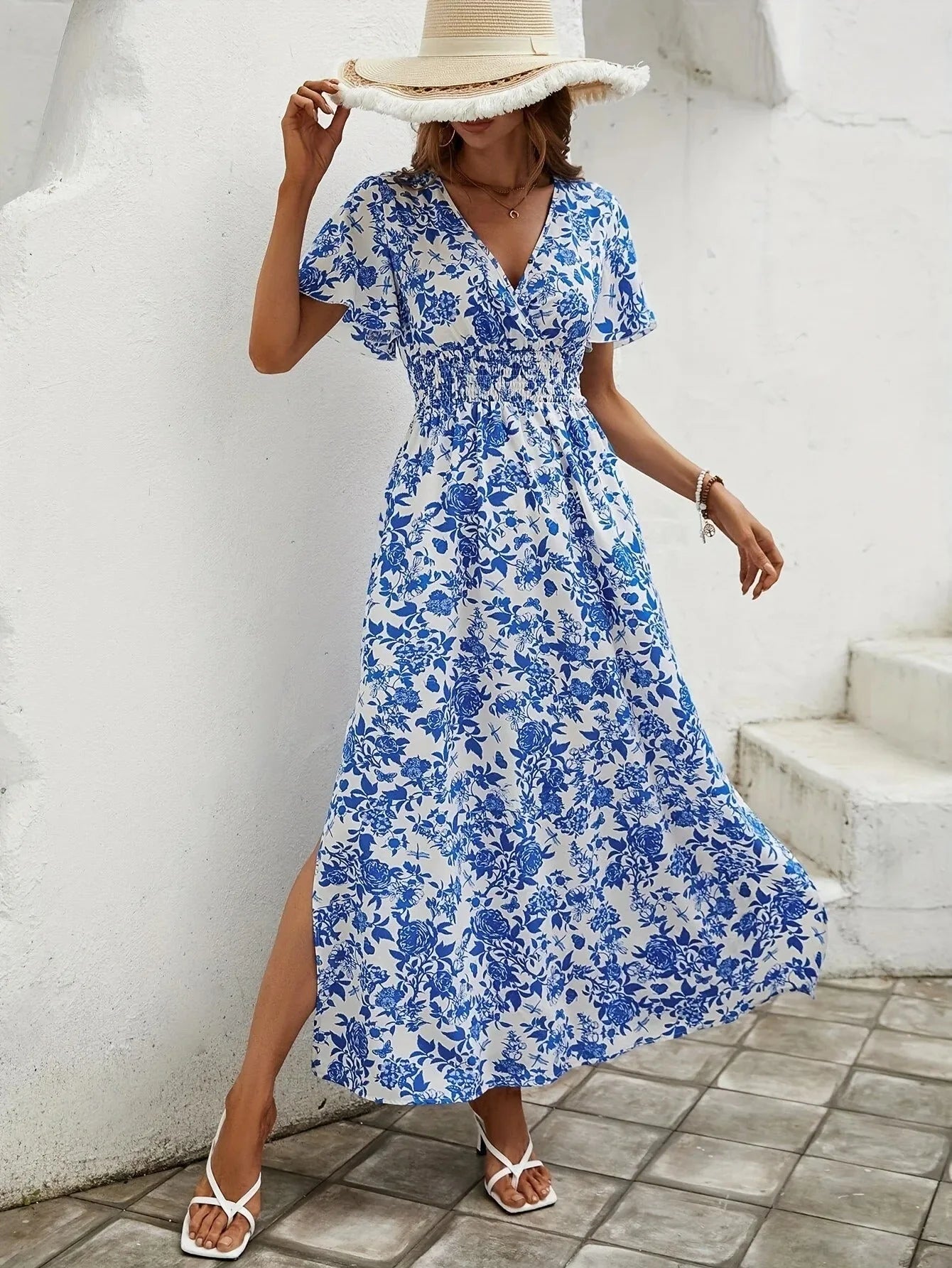 Sophie Paris | Robe longue à taille froncée pour femme