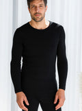 Tee-shirt manches longues thermique homme en laine noir