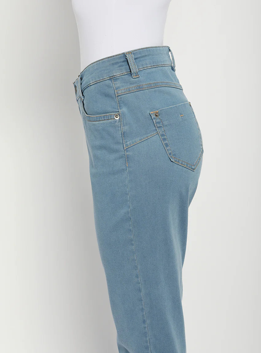 Jean femme taille haute bleu indigo clair