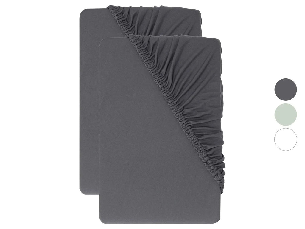 LIVARNO Lot de 2 draps-housses en jersey, 140-160 x 200 cm