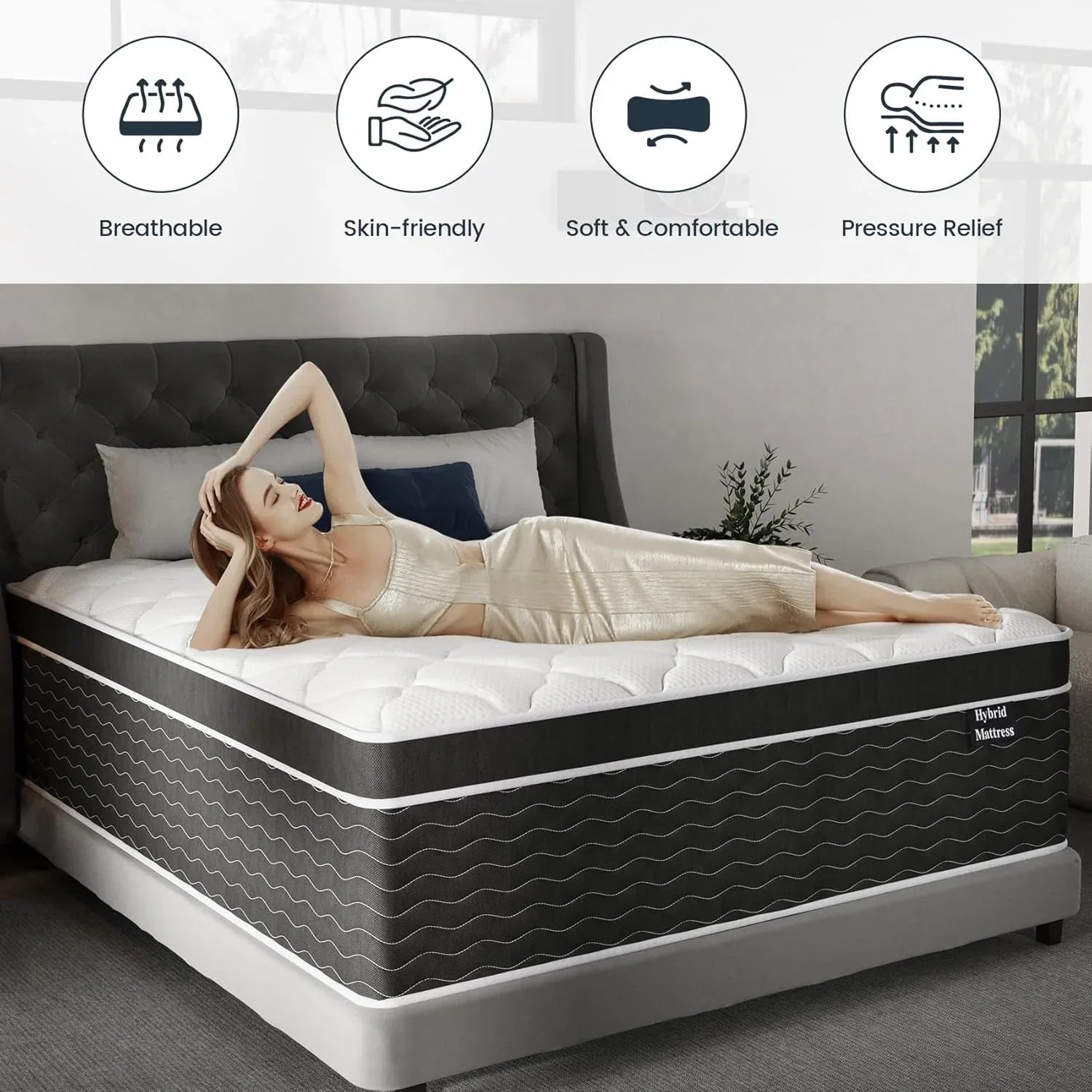 Full Size Mattress 10 Inch Full Size Mattress in a Box Medium Plush Hybrid Mattress
