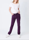 Pantalon femme en velours violet foncé