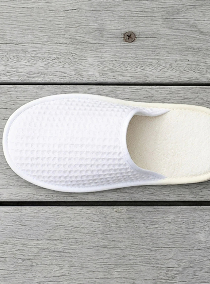 Chaussons en coton intérieur éponge Blanc