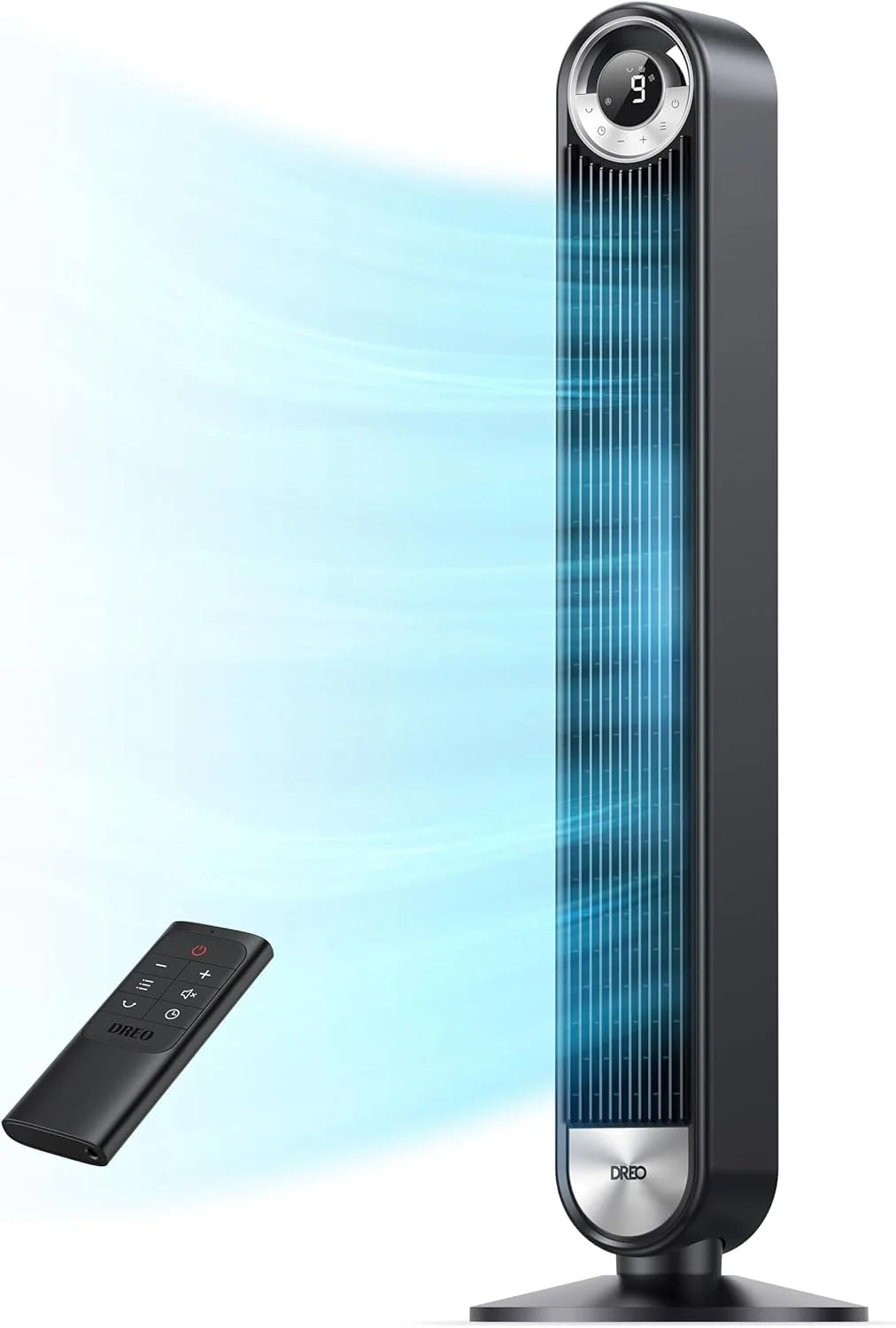 DREO Tower Fan for Bedroom, 90° Oscillating Standing Fan with 28ft/s Velocity, 20dB Quiet for Sleep, DC Motor, 9 Speeds, 4 Modes, 12H Timer, Voice & APP & Remote Control, 42 Cruiser Pro T2 S