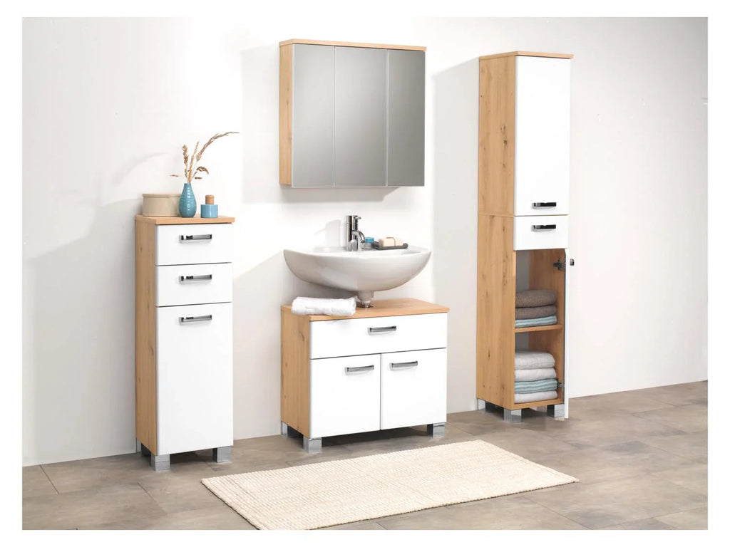 LIVARNO home Armoire latrale + meuble sous-vasque Palermo, blanc/imitation chne