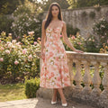 Robe midi fleurie pour femmes, idéale pour les invitées de mariage