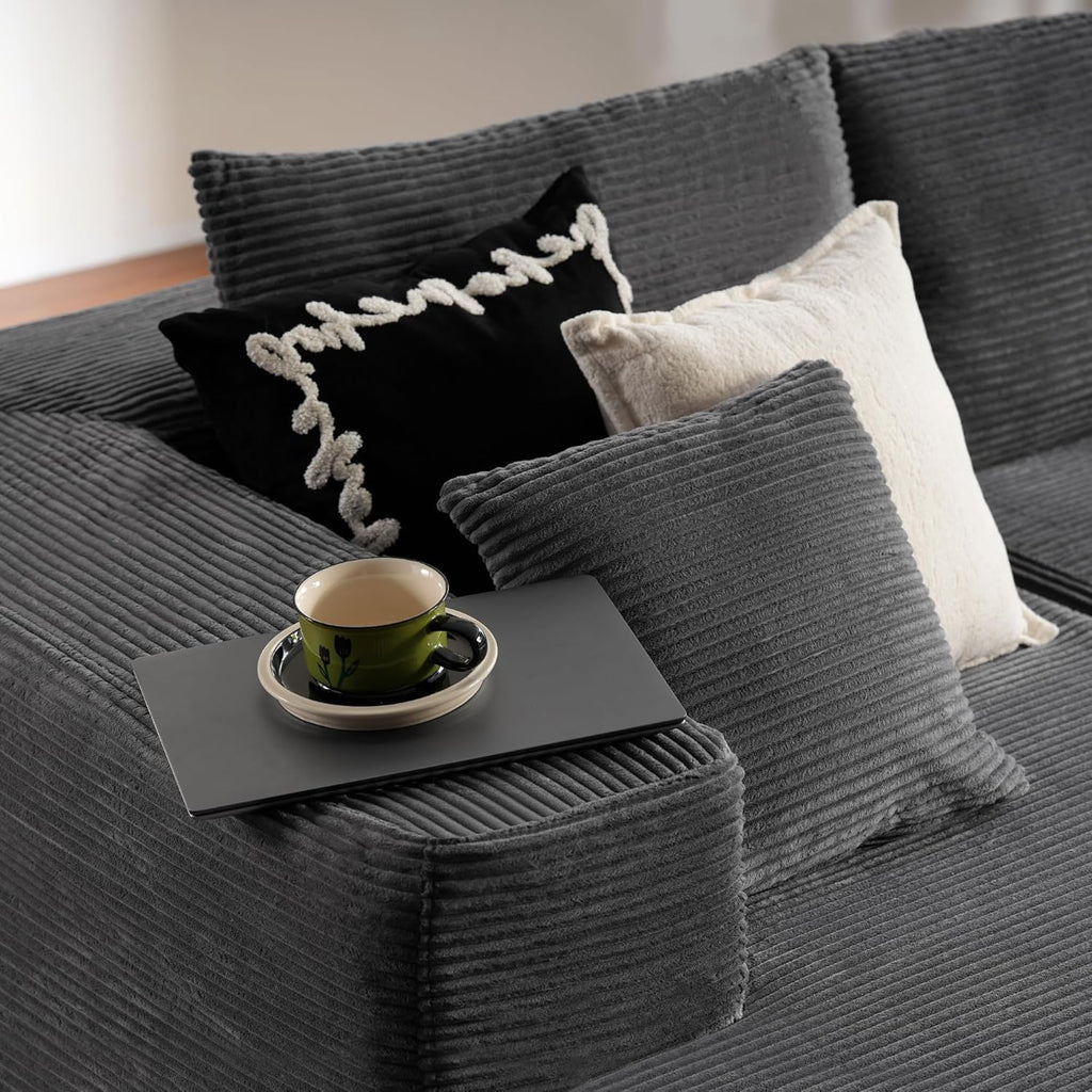ovios 104 Cloud Sectional Couch with L-Shape Chaise,Modern Modular Sofa with Deep Seat, Upholstered Couches for Living Room Bedroom,No Assembly Required, Grey (Plush Corduroy Fabric)