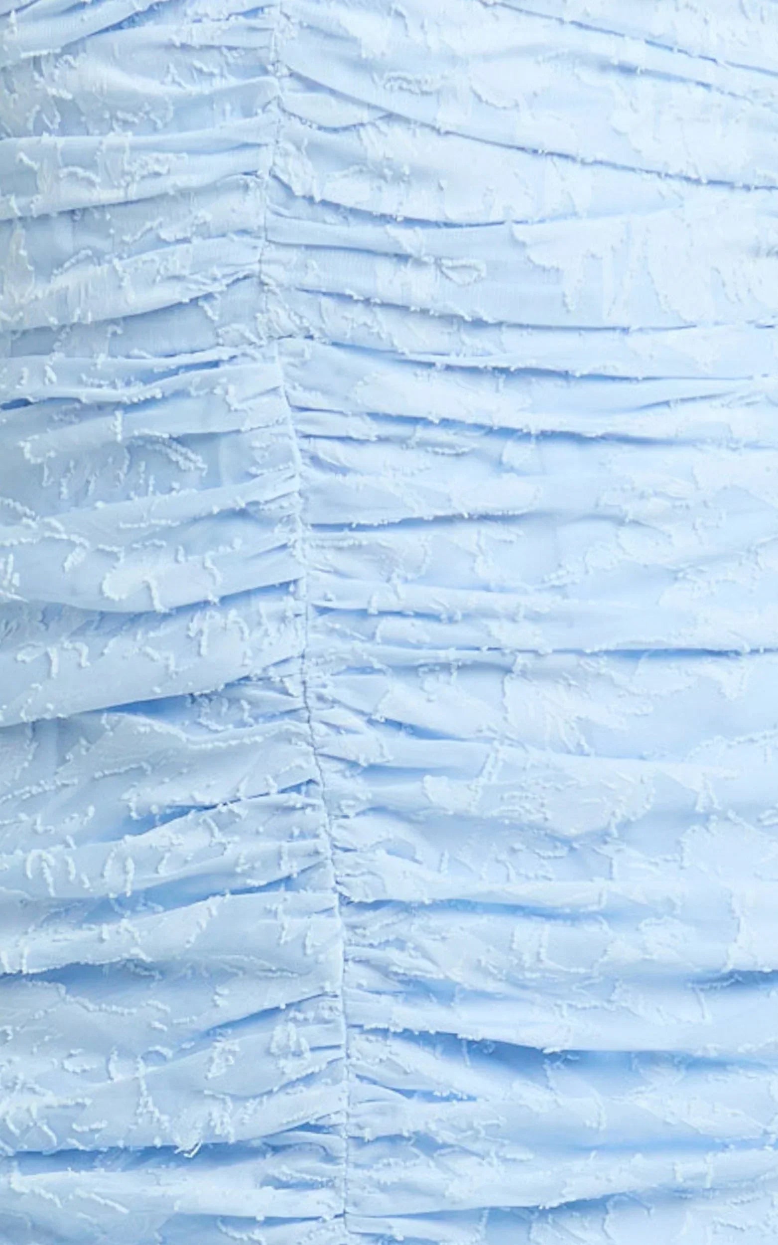 Bijou Maxi Dress - Embroidery Deep V Halter Ruched Dress in Ice Blue