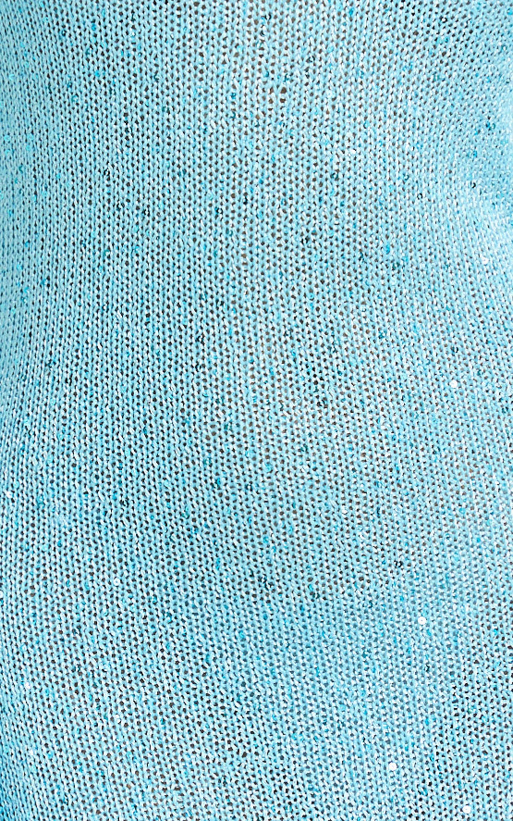 Inez Maxi Dress - High Neck Long Sleeve Scoop Back Sequin Open Knit Column Dress in Light Blue