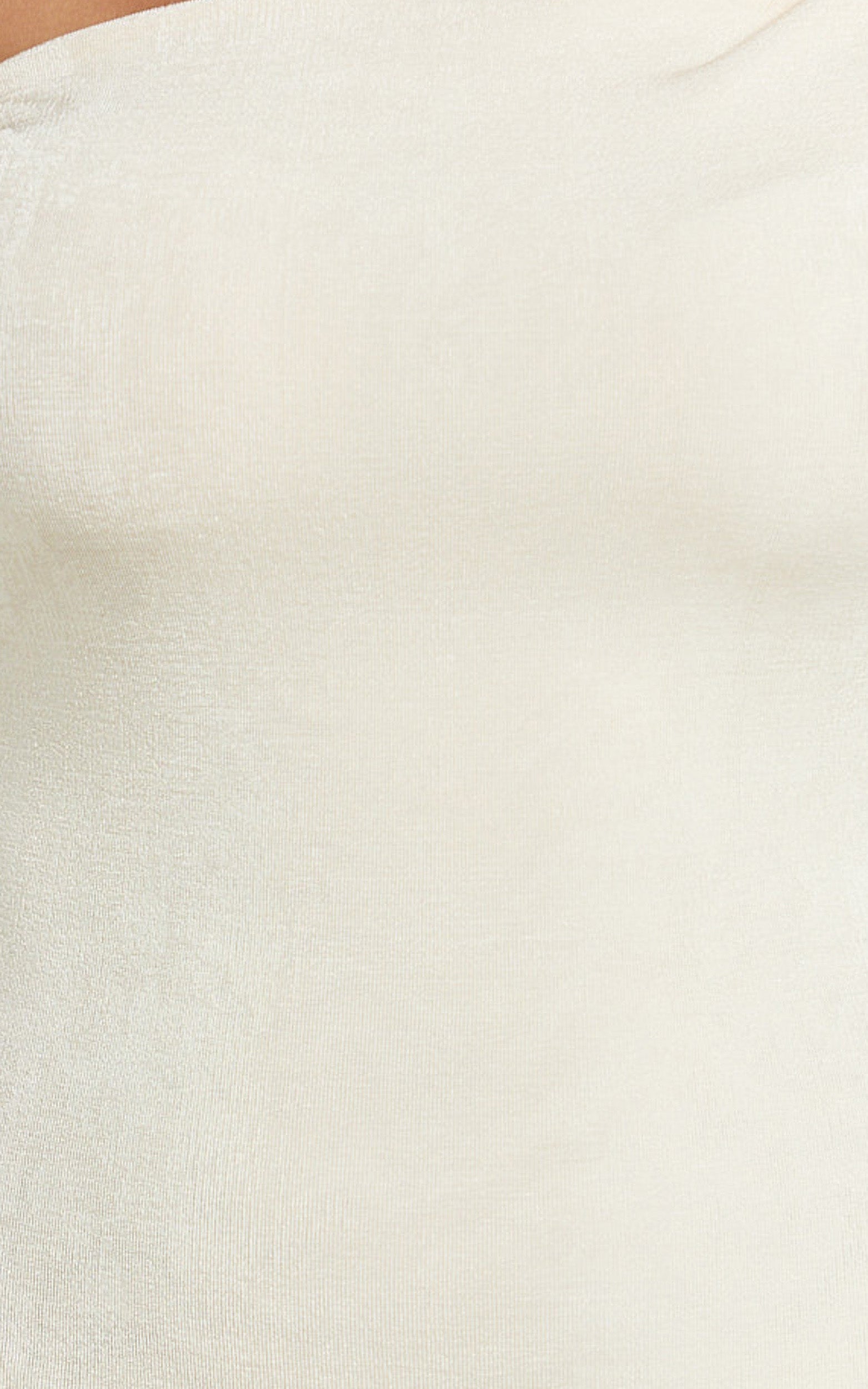 Isabel Midi Dress - Twist Off Shoulder Bodycon Dress in Cream