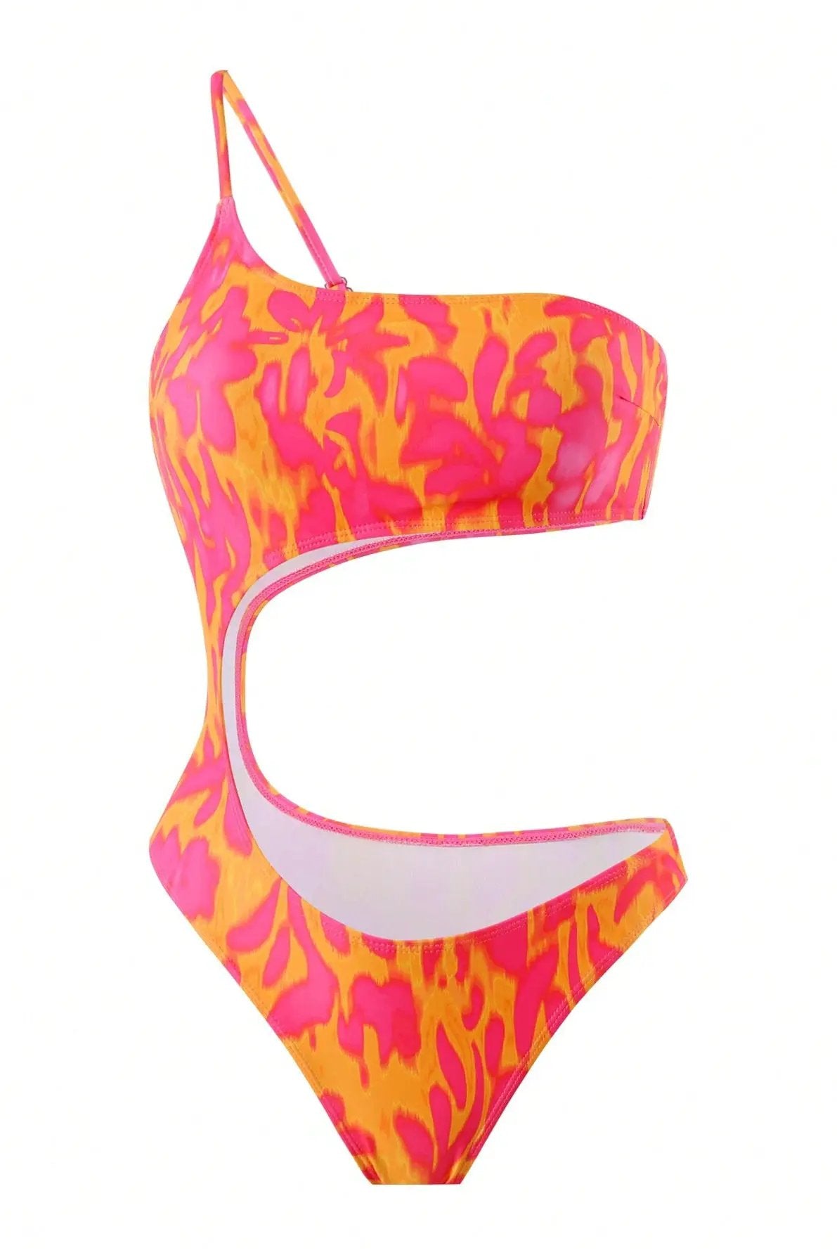 Orange Leopard One Should Monokini Maxi Cover-Up Skirt Sexy 2Pc Swimsuit Set