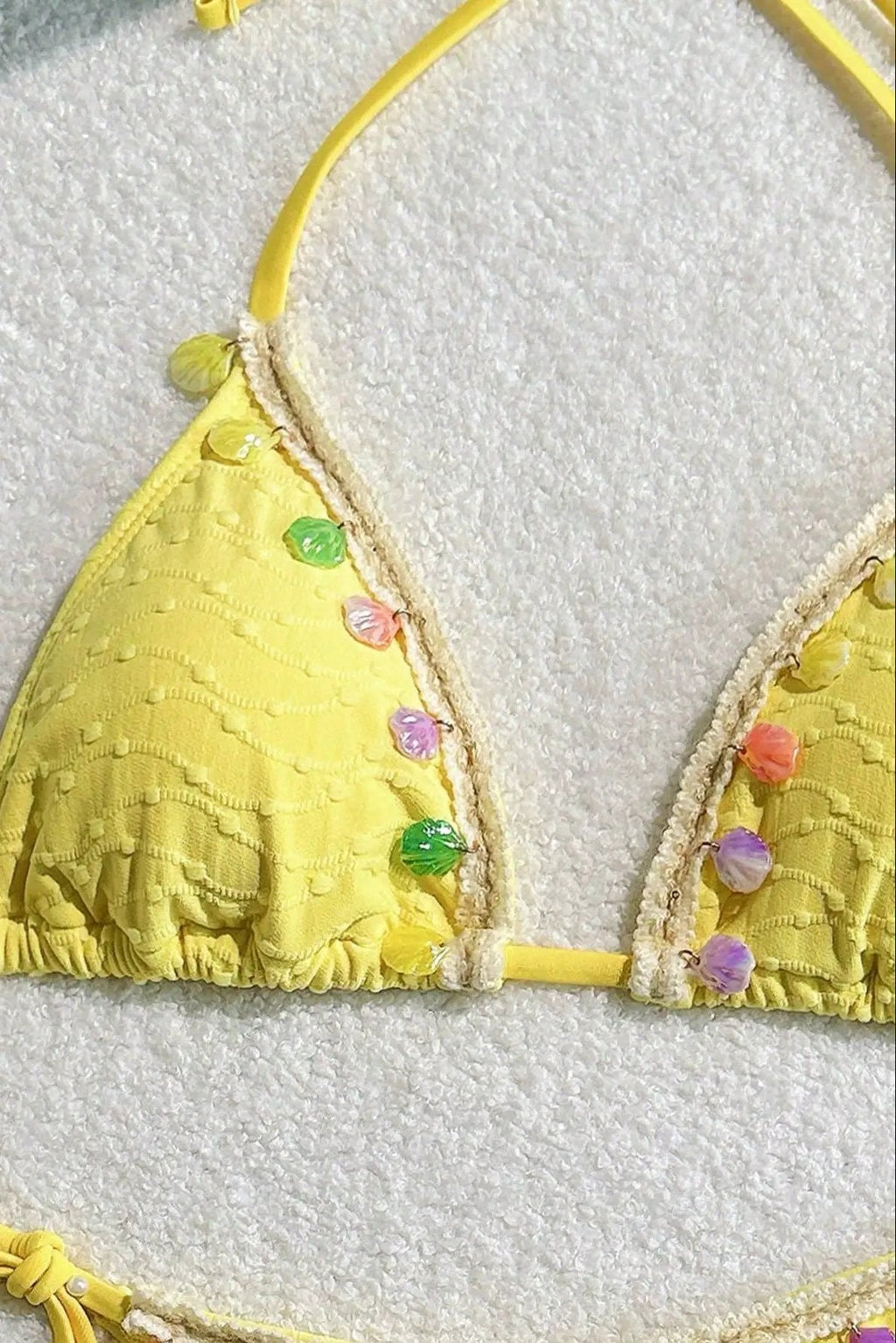 Yellow Rainbow Sea Shell Charm Sexy 2Pc Swimsuit Set Bikini