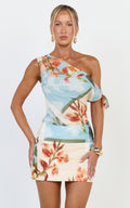 Soleil Two Piece Top and Skirt Set - Ruche Detail Set in Soleil Floral Tile Print