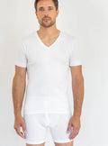 Tee-shirt homme encolure V en coton blanc