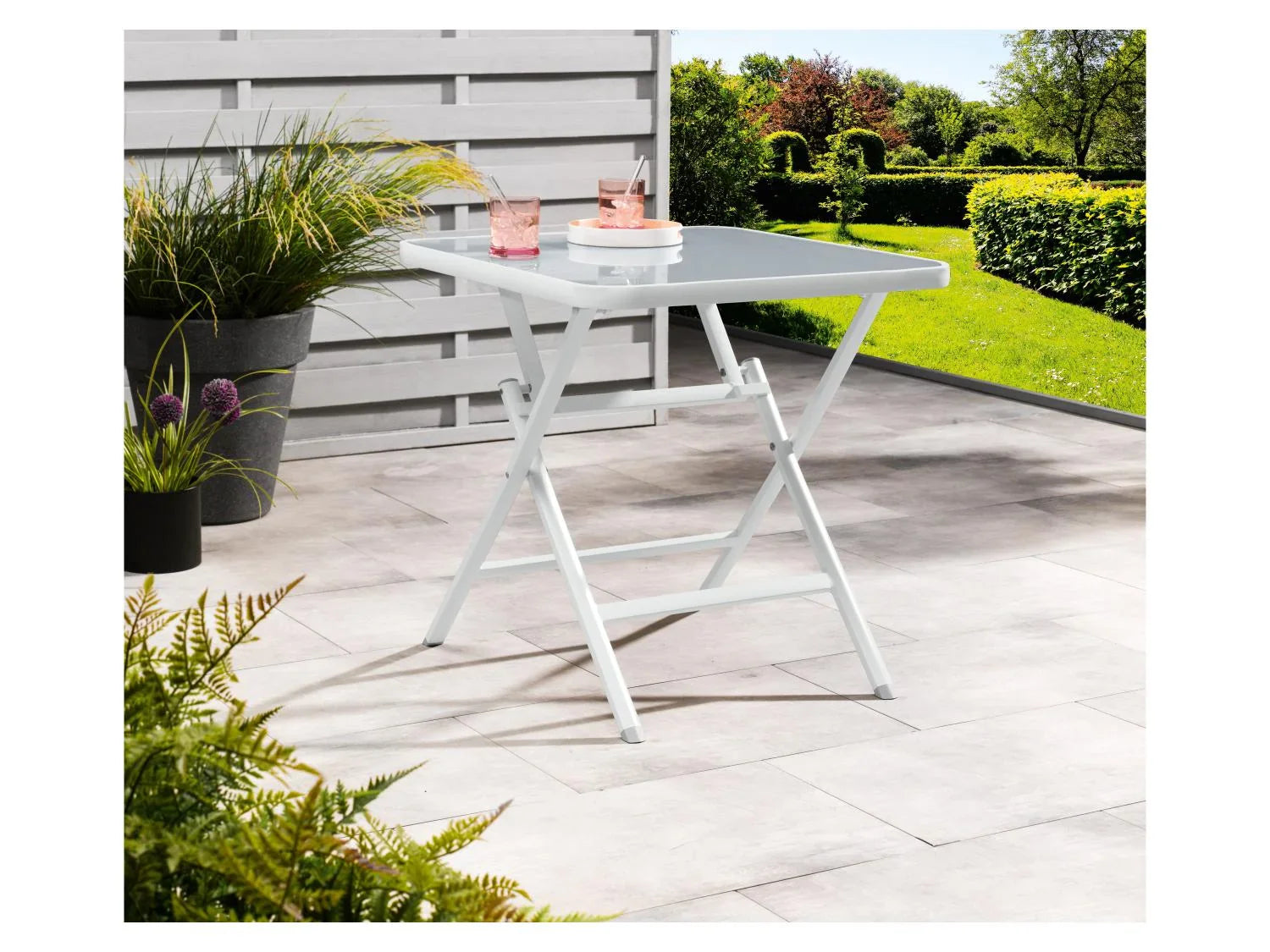 LIVARNO home Table pliante en aluminium Houston, blanc/gris clair