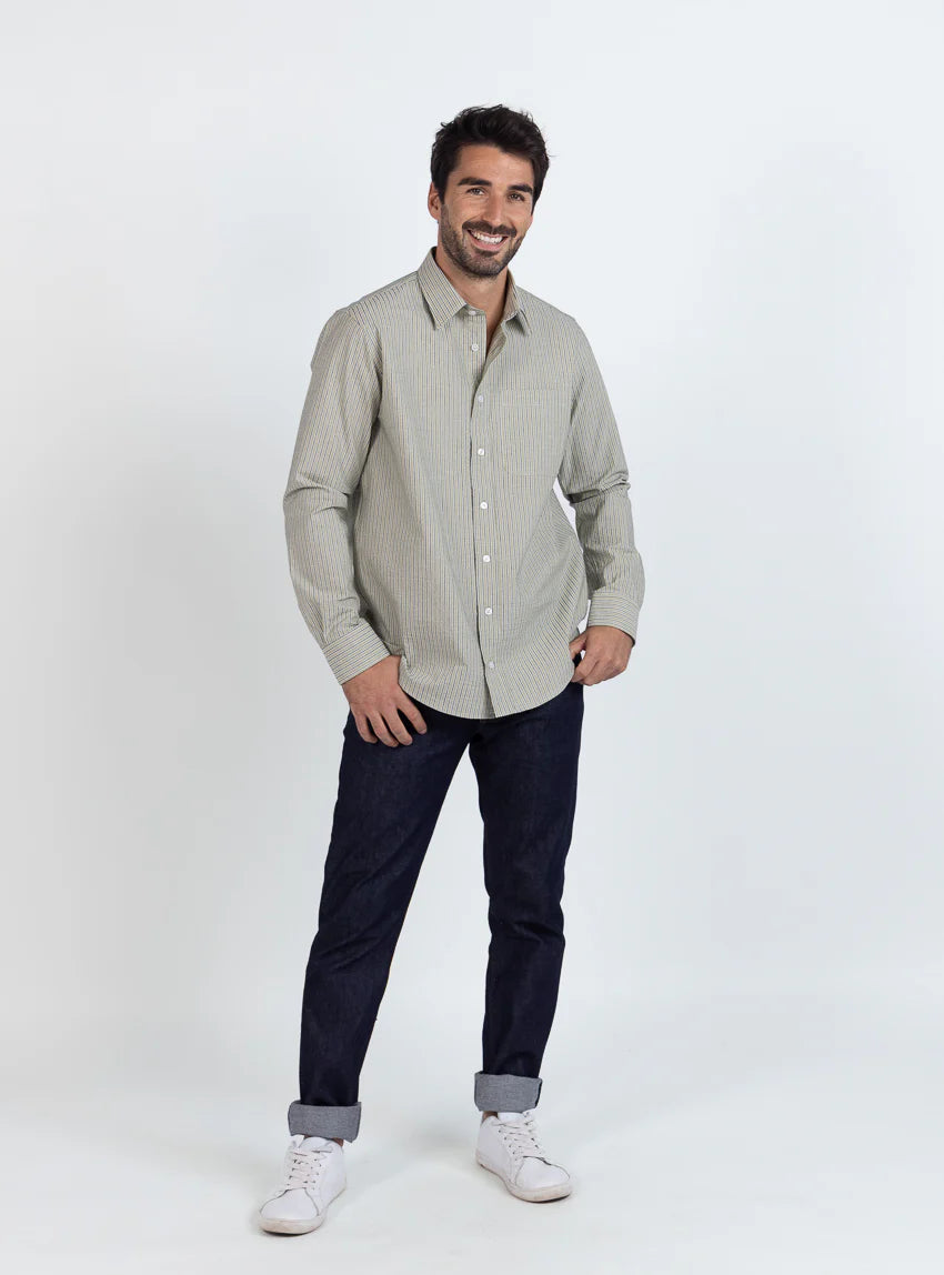 Chemise homme en coton vert tilleul