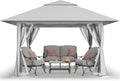 CROWN SHADES 13x13 Pop Up Gazebo, Canopy Tent, Gazebos on Clearance - Outdoor Gazebo for Backyard & Patio Furniture - Carpa Pop Up Tent with Wheeled STO-N-Go Cover Bag (White)