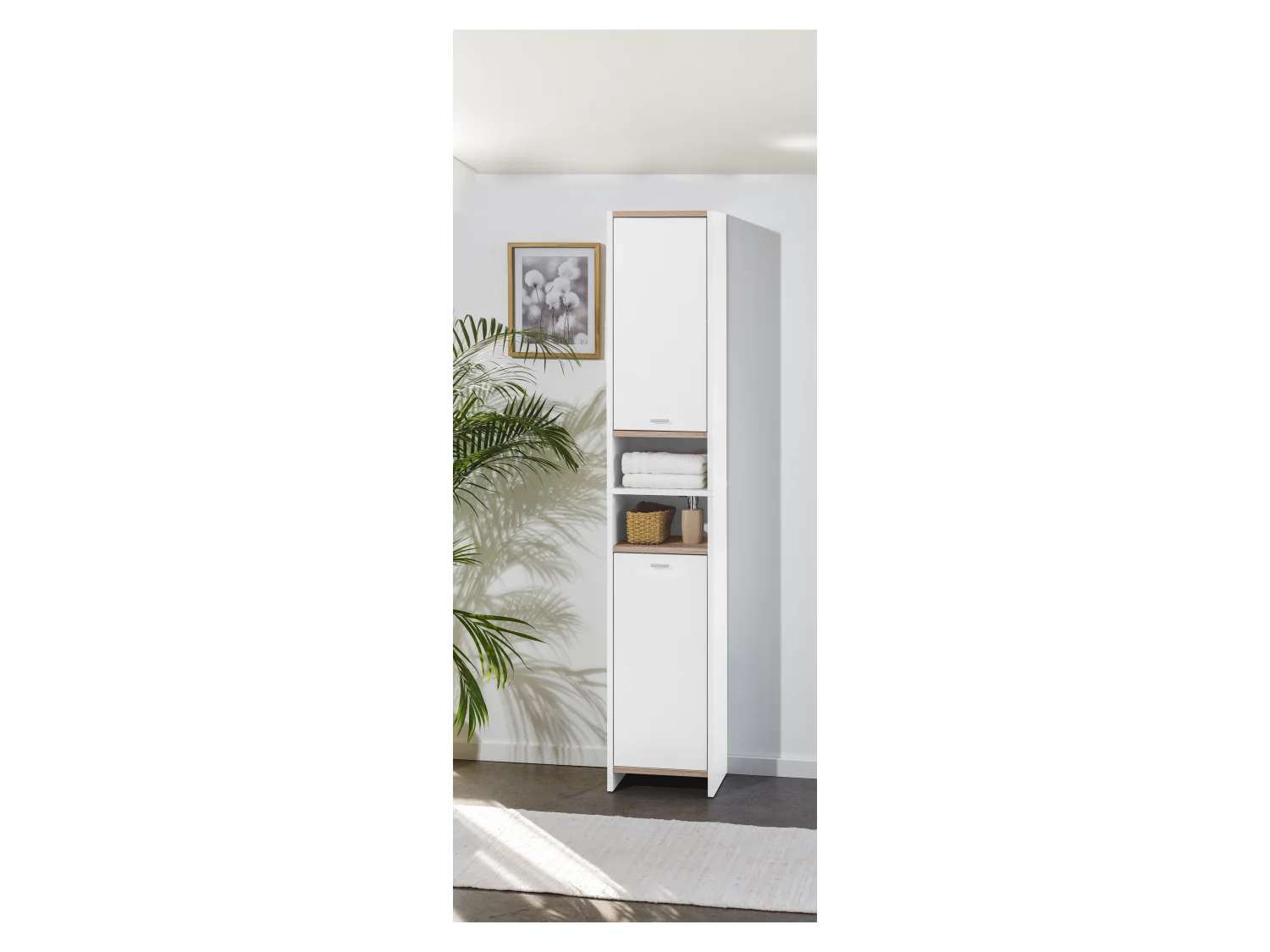 LIVARNO home Colonne de salle de bains, 34,2 x 186,2 x 28 cm, blanche/imitation chne