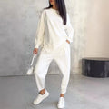 💕Conjunto de sudadera de manga larga con bajo irregular y pantalones para mujer