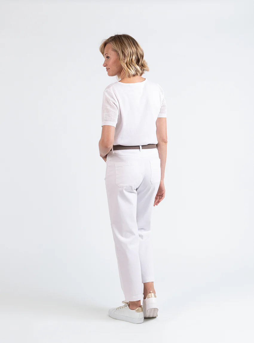 Pull femme ajouré coton blanc