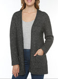 Gilet long femme en laine baby alpaga gris anthracite