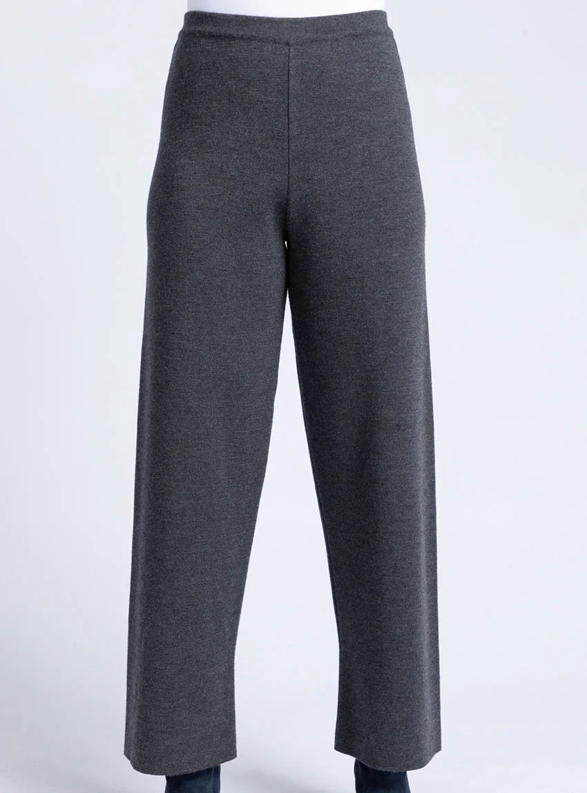 Pantalon femme en laine merinos gris anthracite