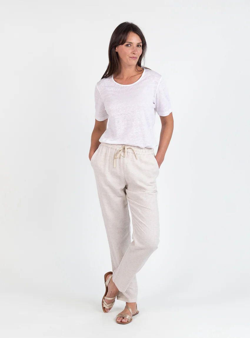 Tee-shirt femme en lin blanc