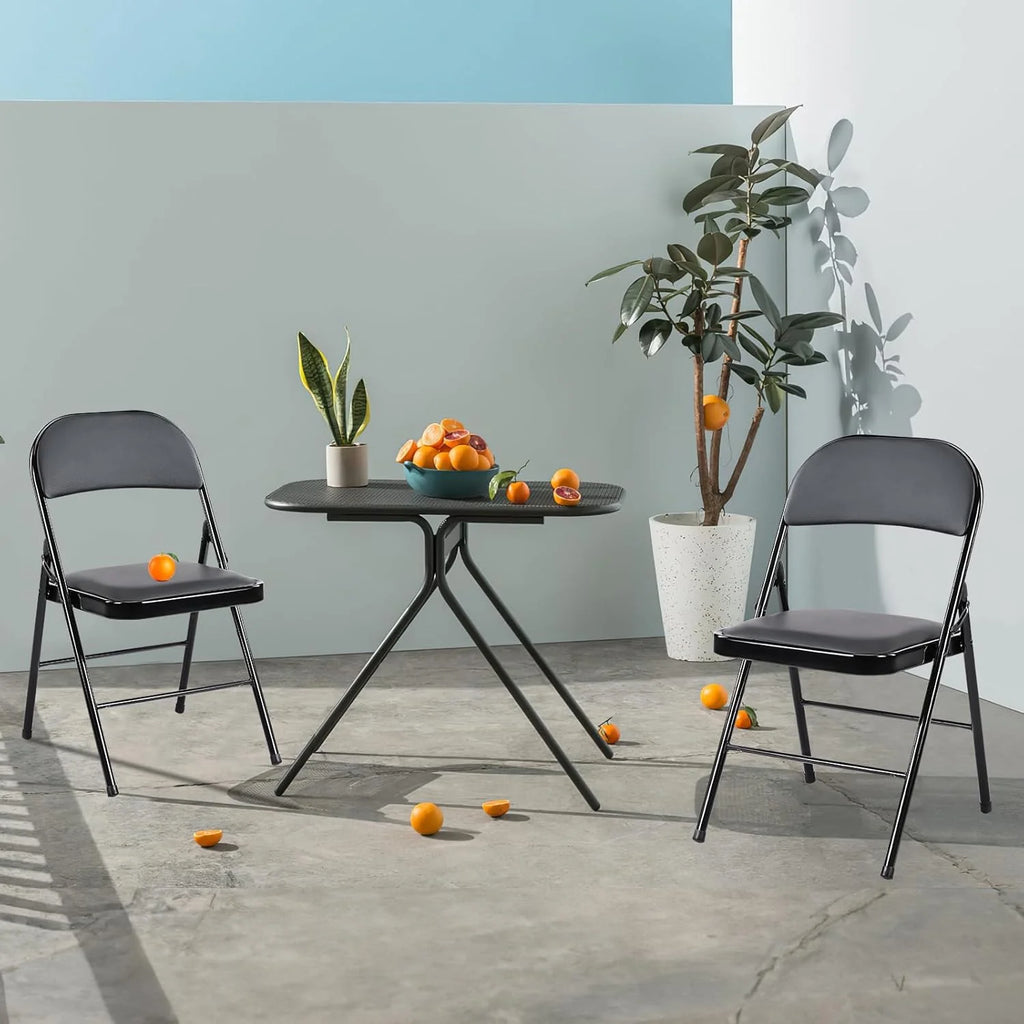 Sweetcrispy Folding Chair 12 Pack, Leather Padded Folding Chairs, Sturdy Metal Foldable Chairs